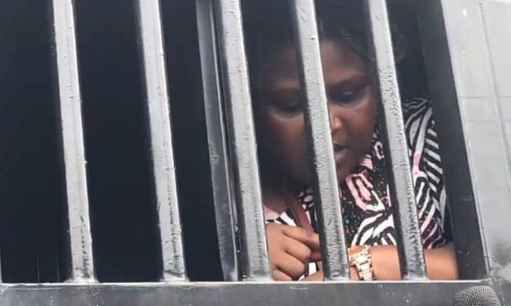 #EndSARSMemorial: Police arrests young lady with Nigerian flag, seized her phones and throw her in Black Maria (Video)