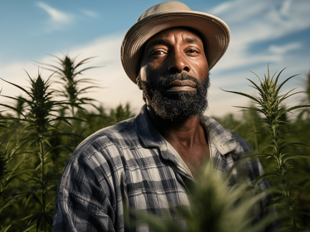 An inspiring photograph portrays the struggles and triumphs of a Black farmer standing tall amidst a thriving hemp field, shedding light on the challenges of systemic racism and land loss faced by Black farmers in the U.S. This article delves into their historical and current struggles while highlighting the potential of hemp cultivation as a profitable crop.