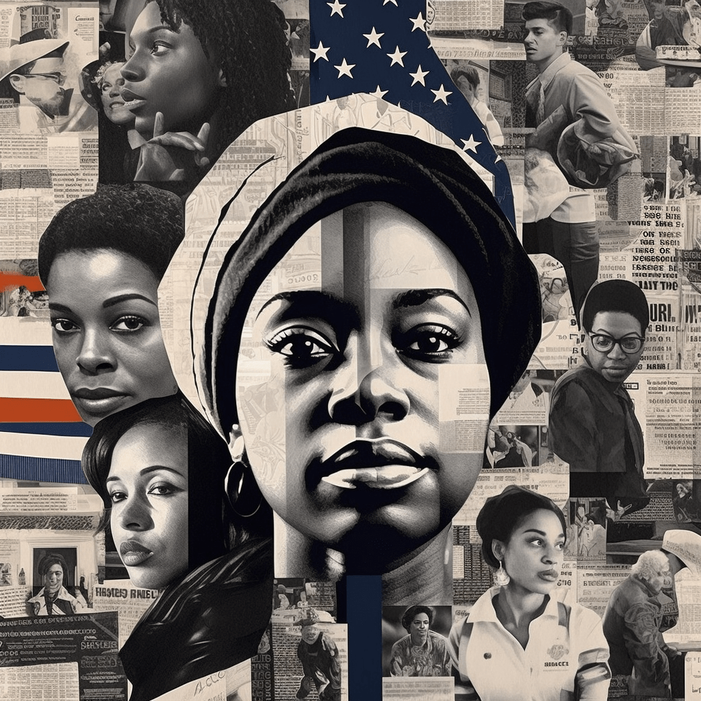 A dynamic collage captures the essence of Black Americans' views on racism, police, voting rights, and more, as revealed by a recent Washington Post poll. This image celebrates the resilience and strength of a diverse community, inviting us to understand their concerns and hopes in today's socio-political climate. Taken with a high-resolution camera and versatile zoom lens, the photograph portrays a contemporary and vibrant atmosphere. The warm and inclusive lighting emphasizes unity, inspiring us to listen and engage with their voices.