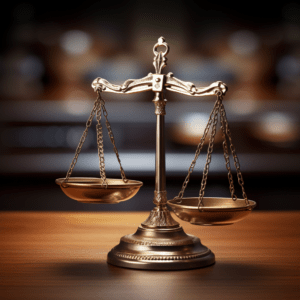 Illustration depicting the scales of justice and a gavel symbolizing the groundbreaking Title VII employer discrimination case