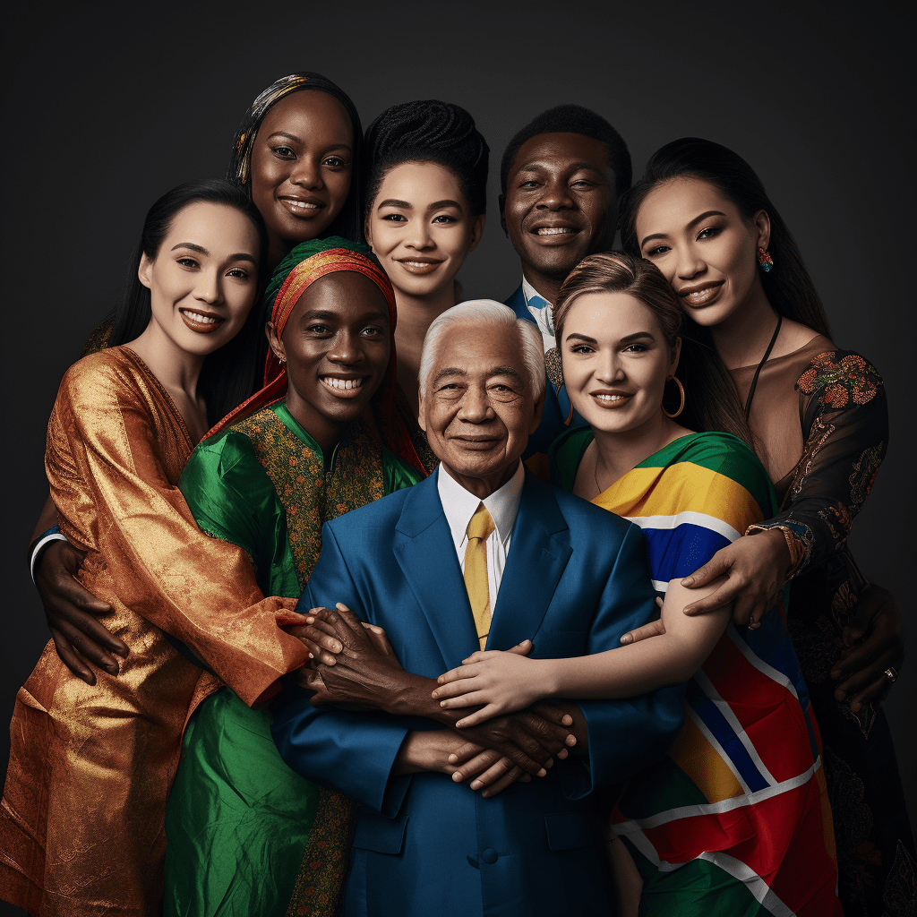 A captivating photograph showcasing a diverse group of people representing various cultures and nationalities. As almost 45 countries express their desire to join the Global South bloc, this image symbolizes the unity and inclusivity at the heart of this development.