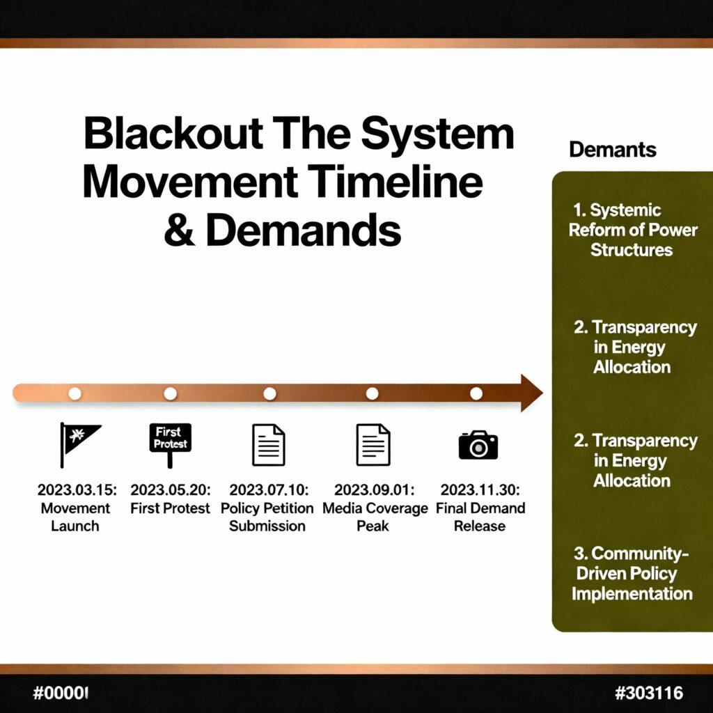 Infographic: "Blackout The System" Movement Timeline and Demands